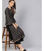 Black Printed Kurta With Palazzo Pants