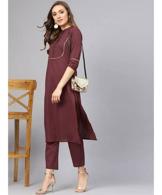 Raspberry Color Kurta With Pants 1