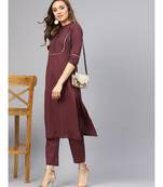 Raspberry Color Kurta With Pants