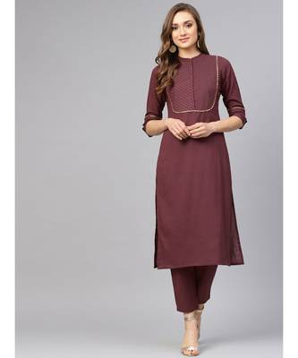 Raspberry Color Kurta With Pants 4