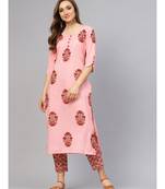 Pink Printed Kurta With Pants