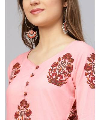 Pink Printed Kurta With Pants 2