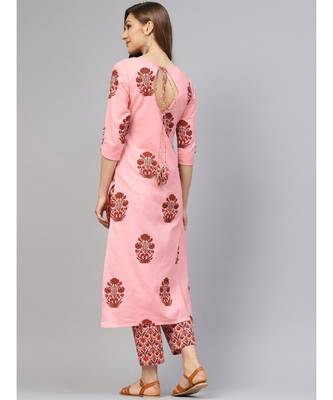 Pink Printed Kurta With Pants 5