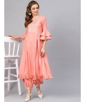 Peach Gota Work Kurta Set 1