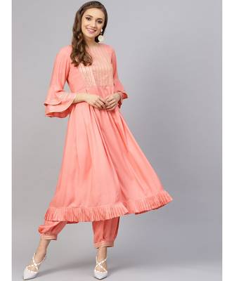 Peach Gota Work Kurta Set 4