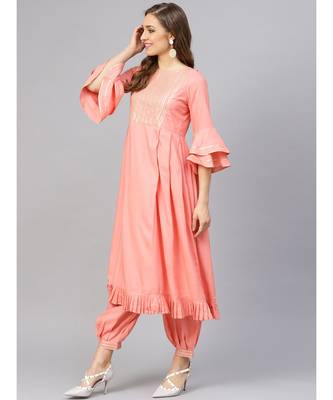 Peach Gota Work Kurta Set 5