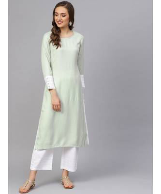 Sage Green Textured Kurta With Pants 4