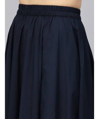 Printed Kurta With Navy Blue Skirt 3