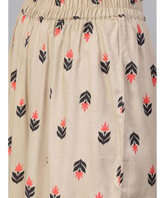Beige Printed Kurta Set With Black Dupatta 3