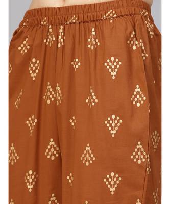 Gold Print Kurta With Pants 3