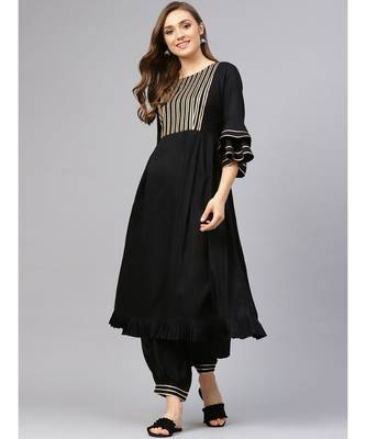 Black Gota Work Kurta Set 4
