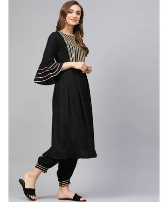 Black Gota Work Kurta Set 5