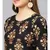 Black Printed Kurta Set With Sage Green Dupatta