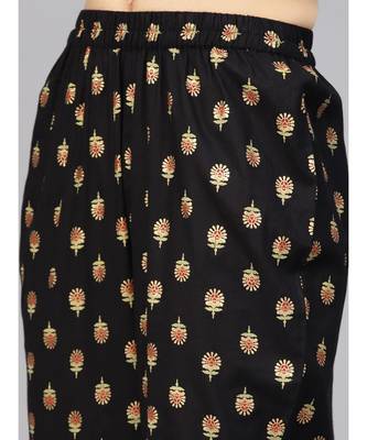 Black Printed Kurta Set With Sage Green Dupatta 3