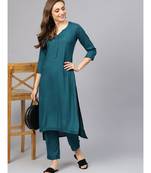 Teal Color Kurta With Pants