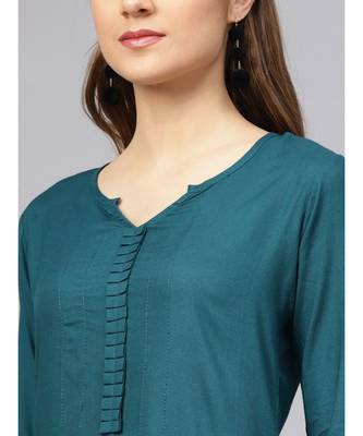 Teal Color Kurta With Pants 2