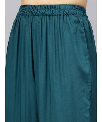 Teal Color Kurta With Pants 3