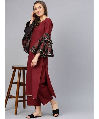 Maroon Kurta With Palazzo Pants 1