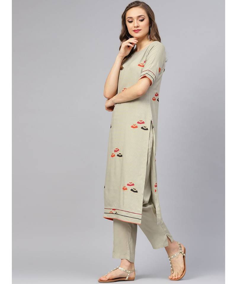 Sage Green Umbrella Print Kurta With Pants Idalia Panache Retail Pvt
