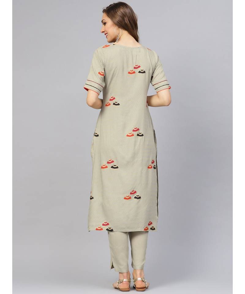 Sage Green Umbrella Print Kurta With Pants Idalia Panache Retail Pvt