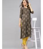 Printed Straight Kurta With Mustard Pants