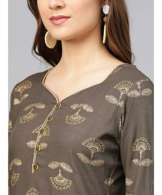 Printed Straight Kurta With Mustard Pants 2