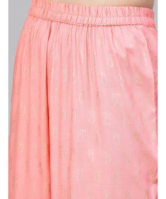 Peach Printed Kurta With Pants 3