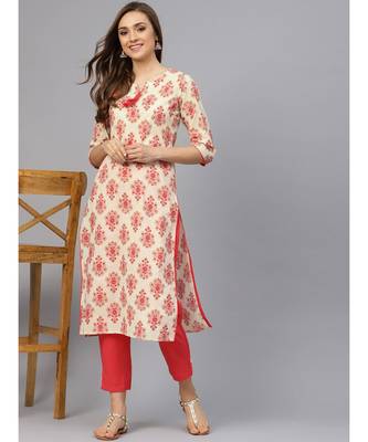 Gold Print Kurta With Solid Pants 1