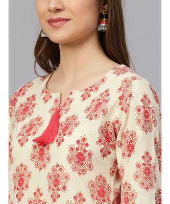 Gold Print Kurta With Solid Pants 2