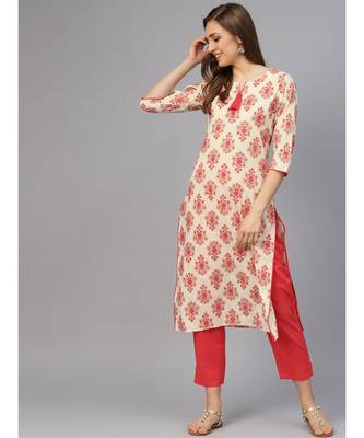 Gold Print Kurta With Solid Pants 4
