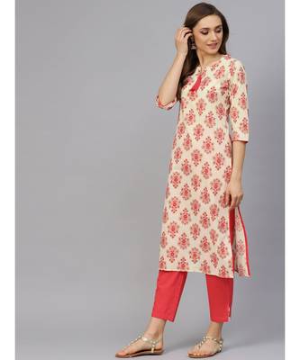 Gold Print Kurta With Solid Pants 5
