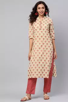 Floral Print Kurta With Printed Pants