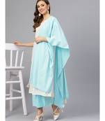 Khadi Gold Print Kurta Set With Dupatta