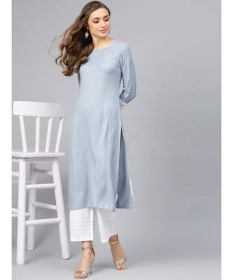Sage Blue Textured Kurta With Pants 1