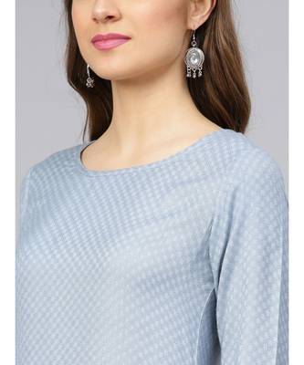 Sage Blue Textured Kurta With Pants 2