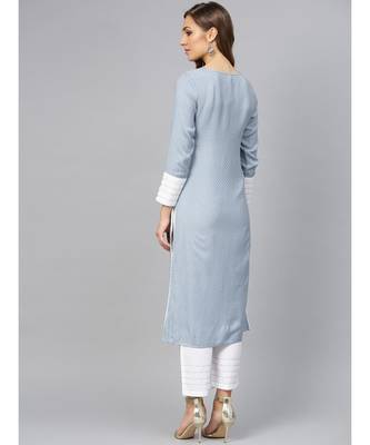 Sage Blue Textured Kurta With Pants 4