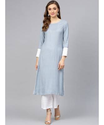 Sage Blue Textured Kurta With Pants 5