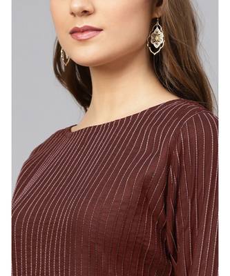Coffee Pintuck With Printed Palazzo Pants 2
