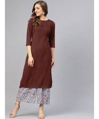 Coffee Pintuck With Printed Palazzo Pants 4