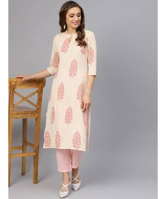 Hand Block Print Kurta With Cotton Pants 1