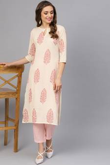 Hand Block Print Kurta With Cotton Pants