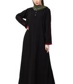 Black Plain Abaya With Marron Sleeves