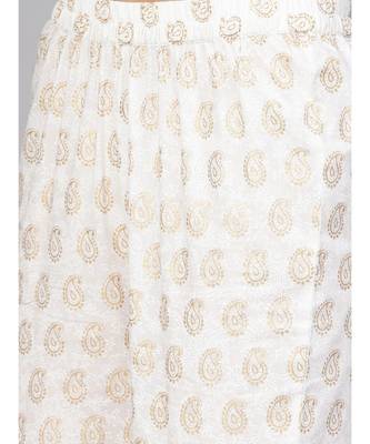 Grey Gold Print Kurta With Printed White Gold Pants 3