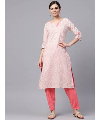 Baby Pink Printed Kurta With Salwar 1