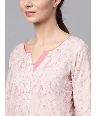 Baby Pink Printed Kurta With Salwar 2