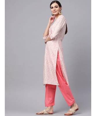 Baby Pink Printed Kurta With Salwar 4