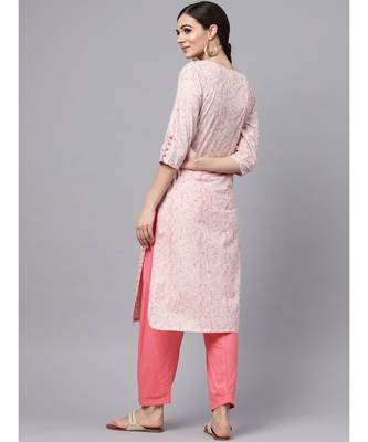 Baby Pink Printed Kurta With Salwar 5