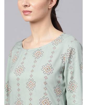 Rayon Printed Straight Kurta With brown Color Pants 2