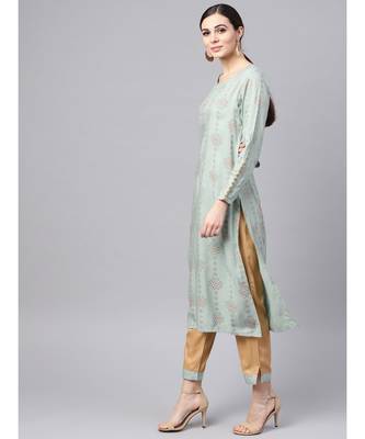 Rayon Printed Straight Kurta With brown Color Pants 4