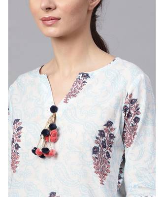 Sky Blue Printed Kurta With Printed Palazzo Pants 2